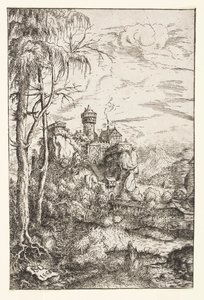Paisaje con castillo y puente de Hans Sebald Lautensack
