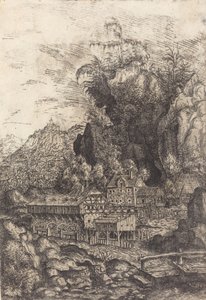 Paisaje con un molino de agua