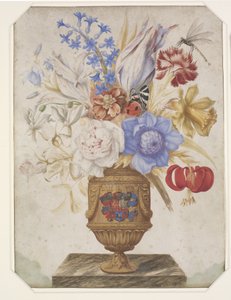 Flores en un jarrón dorado con el escudo de Holstein-Gottorp de Hans Simon Holtzbecker