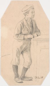 Niño apoyado en una mesa de Hans Smidth