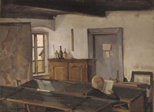 Un aula con un niño leyendo de Hans Smidth