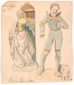 Estudio con dos figuras después del retablo en la iglesia de Estvad, condado de Ringkøbing de Hans Smidth