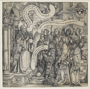 Maximiliano presentado por sus santos patronos al Todopoderoso, 1519