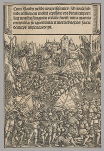 Segunda rebelión flamenca, lámina 10 de Escenas históricas de la vida del emperador Maximiliano I del Arco Triunfal de Hans Springinklee
