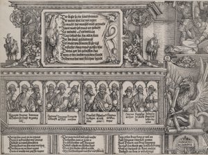 La sección superior del portal izquierdo, con la inscripción en una piel de león, un friso con B..., 1515 de Hans Springinklee
