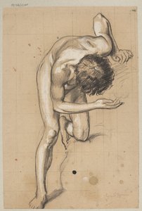 Desnudo de joven inclinado hacia delante de Hans Thoma
