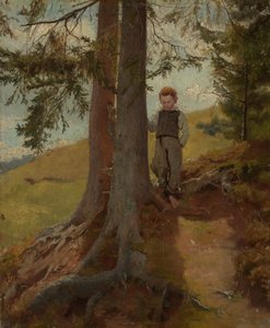 Muchacho campesino al borde del bosque de Hans Thoma