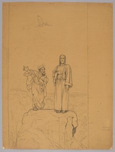 Die Versuchung Christi, verso: Christus gekreuzigt