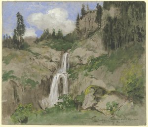 Paisaje con cascada (decoración para un teatro de marionetas) de Hans Thoma