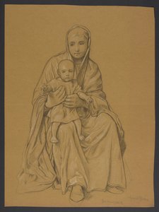 María con Jesús en su regazo de Hans Thoma