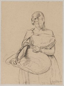 Joven con una cesta de Hans Thoma