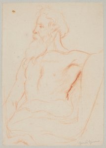 Anciano semidesnudo con barba de Hans Thoma