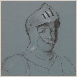 Busto de un caballero con armadura de Hans Thoma