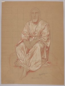 Cristo sentado, verso: repetición de la misma figura de Hans Thoma