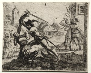 Military Subjects:  Two Soldiers Pursuing Women in a Village de Hans Ulrich Franckh