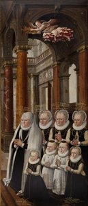 La Familia de Julio de Brunswick-Lüneburg y Hedwig de Brandeburgo. Ala del Retablo-Epitafio de Hans Vredeman de Vries