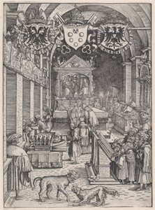 Maximiliano I escuchando misa, ca. 1515 de Hans Weiditz