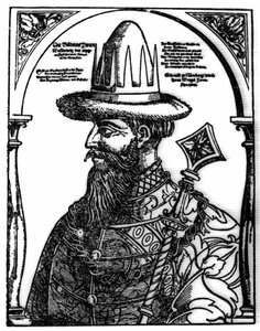 Retrato de Iván IV el Terrible (1533 - 1584), zar ruso. Xilografía de Hans Weygel. de Hans Weigel
