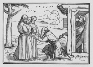 Abraham recibe a tres ángeles, Génesis XVIII, 2 de Hans after Holbein the Younger