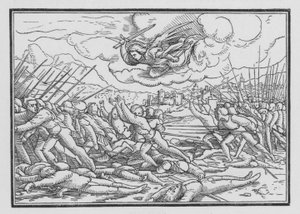 Un ángel destruye al ejército asirio, 2 Crónicas XXXII, 21 de Hans after Holbein the Younger