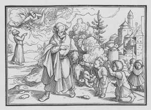 Osos destruyen a los niños que se burlaban de Eliseo, 2 Reyes II, 23 de Hans after Holbein the Younger