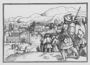 Ciro restaura los utensilios del templo, Esdras I, 6 de Hans after Holbein the Younger