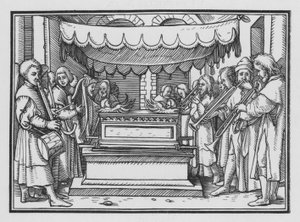David designa una banda de cantores y música para alabar al Señor, 1 Crónicas XVI, 4 de Hans after Holbein the Younger