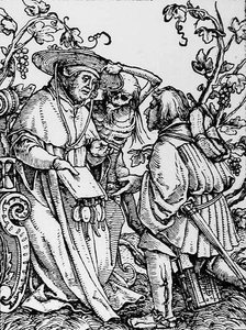 La Muerte y el Cardenal, de La Danza de la Muerte, grabado por Hans Lutzelburger, c.1538 de Hans after Holbein the Younger