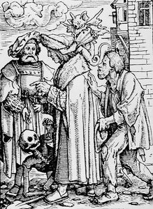 La Muerte y el Consejero, de La Danza de la Muerte, grabado por Hans Lutzelburger, c.1538 de Hans after Holbein the Younger