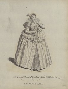 Hábito de la Reina Isabel de Holbein en 1551 de Hans after Holbein the Younger