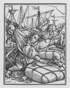 La danza de la muerte: El Comerciante de Hans after Holbein the Younger