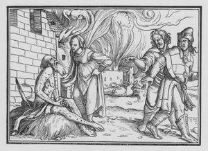 Job reprende a su esposa, Job II, 9 de Hans after Holbein the Younger