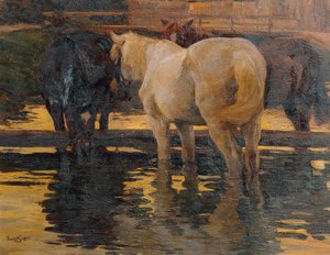 caballos en la inundación de Hans von Hayek