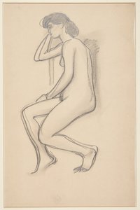 Modelo femenina sentada, vista de lado de Harald Giersing