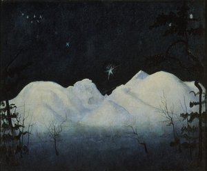 Noches de invierno en la montaña (óleo sobre lienzo)
