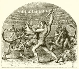 El león luchador de la antigua Roma
