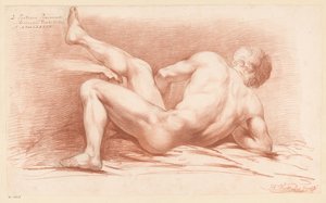 Desnudo masculino sentado, visto de espaldas (3er premio 1789) de Harmanus Jansz. Vinkeles