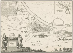 Plattegrond de Buda, 1686 Plano de la Ciudad y los Ataques de Bude en 1686 (título sobre objeto) de Harmanus van Loon