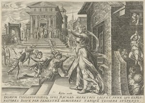 Rahab deja escapar a los espías por la ventana La historia de Josué (título de la serie)