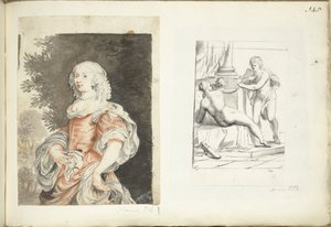 Retrato de mujer y Venus, Amor y Marte de Harmen ter Borch (possibly)