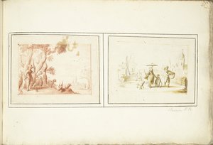 Pastor con su ganado y escena callejera de Harmen ter Borch (signed by artist)