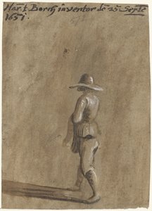 Niño con sombrero de ala ancha, caminando hacia la izquierda de Harmen ter Borch