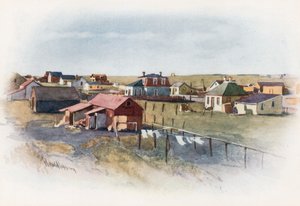 Un pueblo de la pradera, Gleichen, Alberta de Harold Copping
