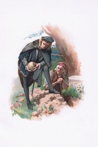 Hamlet y el sepulturero, ilustración de Hamlet de Harold Copping