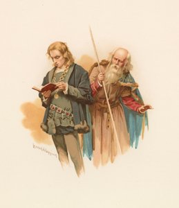 Hamlet leyendo, con Polonio detrás de Harold Copping