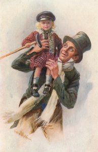 Ilustración para Un Cuento de Navidad de Charles Dickens (litografía a color) de Harold Copping