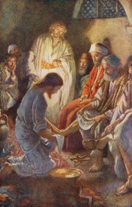 Nuevo Testamento: Una lección de humildad (litografía en color) de Harold Copping