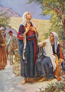Nuevo Testamento: María e Isabel (litografía en color) de Harold Copping