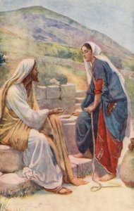 Nuevo Testamento: El pozo de Sicar (litografía en color) de Harold Copping