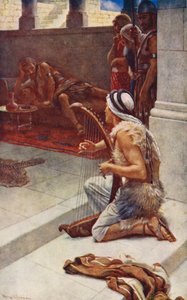 Antiguo Testamento: David el Músico (litografía en color) de Harold Copping